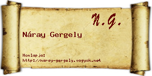 Náray Gergely névjegykártya